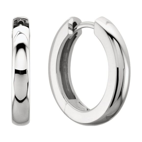2.6 x 11.5mm (1/8 x 7/16 Inch) Platinum Hinged Round Hoop Earrings